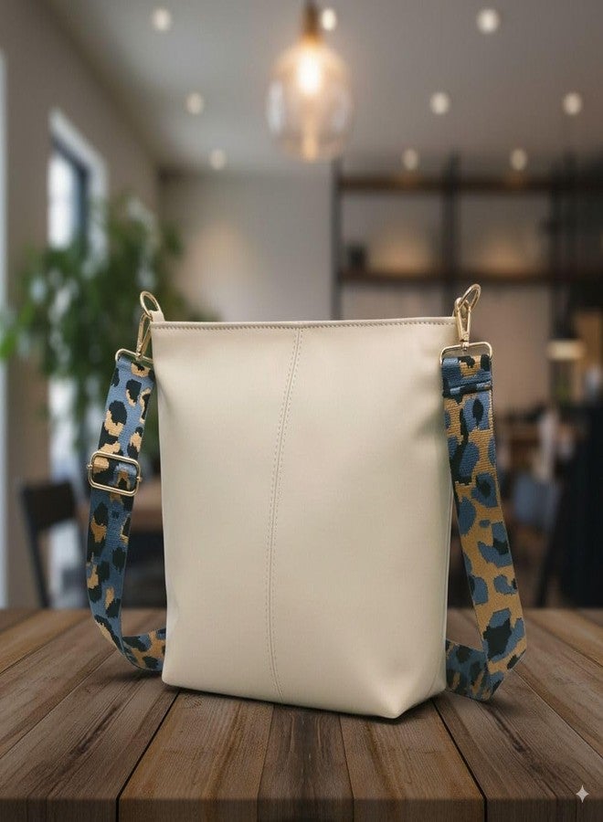 Poorak Beige Sling Bag with Detachable Grey Belt for Girls & Women - Image 2